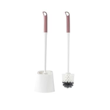 Imagem de Escova de vaso sanitário doméstico escova de vaso sanitário com cerdas macias cabeça redonda para pendurar na parede conjunto especial (vermelho)