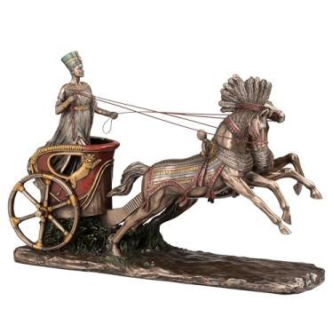 Imagem de Veronese Design Estátua da rainha egípcia Nefertiti na carruagem de 29 cm com acabamento em bronze de resina fundida a frio