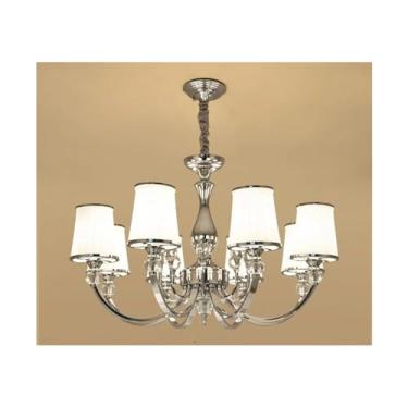 Imagem de Lustre de cristal cromado E14 LED Lustre dourado compatível com sala de estar, quarto, sala de jantar moderna Instalação de iluminação, lâmpadas de lustre