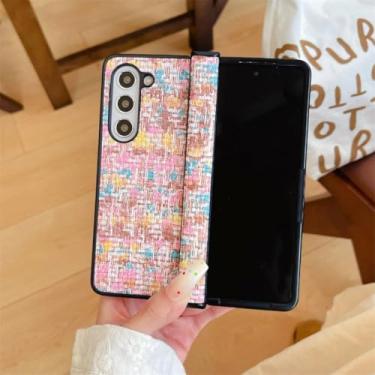 Imagem de Capa protetora de couro com dobradiça e proteção contra choque para Samsung Galaxy Z Fold6 (para Samsung Galaxy Z Fold6/rosa)