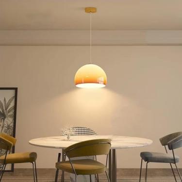 Imagem de Lustre moderno pendente de vidro laranja V-intage âmbar gradiente de vidro luminária suspensa ilha de cozinha luminária de cúpula grande lustre para sala de jantar quarto restaurante bar luz
