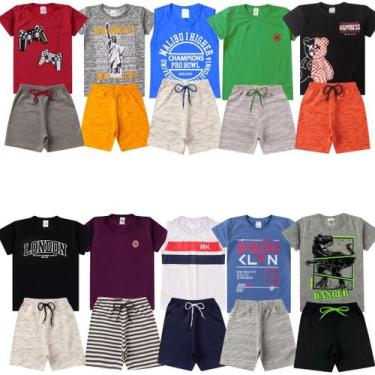Imagem de Kit Conjunto Infantil Verão Menino Com 2 Conjuntos Sortidos - Mega Kid