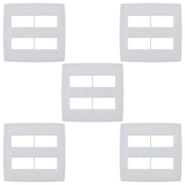 Imagem de Kit 5 Placa 4x4 4 Módulo Distanciados PialPlus Branco