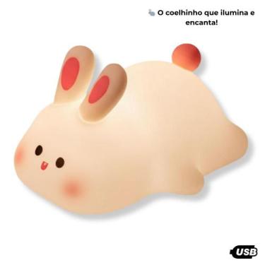 Imagem de Luminária de Silicone Coelhinho Branca com Luz de Toque 3 Níveis de Br