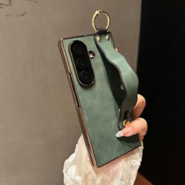 Imagem de Capa de couro sintético com suporte para pulseira Wave Business para Samsung Galaxy Z Fold 7 6 5 4 3 5g Fold7 Fold6 (para Galaxy Z Fold6/verde)