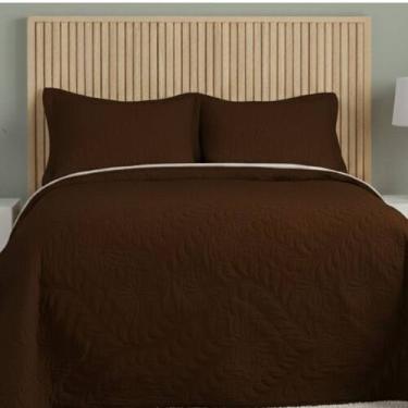 Imagem de Colcha Cobre Leito 3 Peças Casal Padrão Matelado Fronha Com Aba Americ