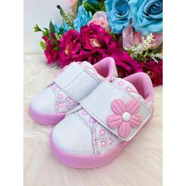 Imagem de Tênis Encanto de Criança Florzinha Branco para Meninas, Branco, 32