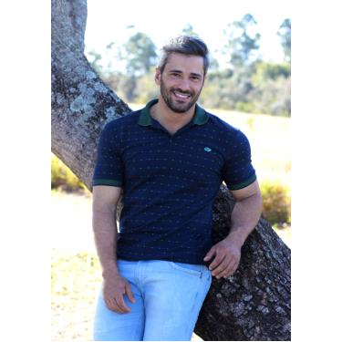 Imagem de Polo Piquet Pau a Pique Estampada Azul Marinho