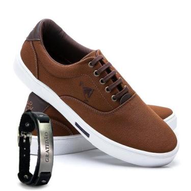 Imagem de Kit Sapatênis Lona Amarração com Pulseira Masculino Casual - Polo Joy,