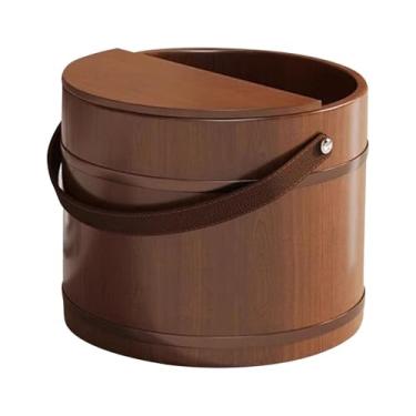 Imagem de Almencla Bacia de madeira para banho de pés, balde de acampamento spa com alça, barril de lavagem de pés para quarto, sauna de banheiro, com tampa