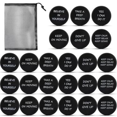 Imagem de Soulchen Pacote com 24 discos motivacionais de hóquei no gelo com saco de malha de espuma de adesivo de hóquei esportivo de 7,6 cm para prática e treinamento clássico