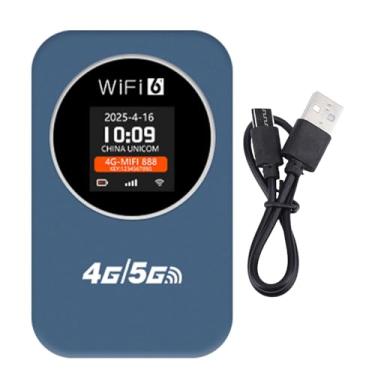 Imagem de Generic Hotspot WiFi Portátil Roteador WiFi Móvel Roteador Sem Fio 4G LTE 300Mbps Suporta Cartão SIM Conecta 10 Dispositivos Bateria de 3000mAh Com Tela LCD (Azul)