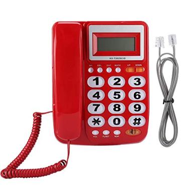 Imagem de Telefone fixo de mesa com mãos livres, telefone fixo com fio de mesa com visor de identificação de chamadas com viva-voz para hotel de escritório doméstico(red)