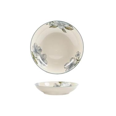 Imagem de Pratos de flores pastorais de cerâmica para uso doméstico requintado de alta temperatura - prato redondo fundo de 20 cm