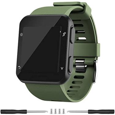 Imagem de Meifox Compatível com pulseira Garmin Forerunner 35, pulseiras de substituição de silicone Solf para relógio Garmin Forerunner 35 (verde militar)