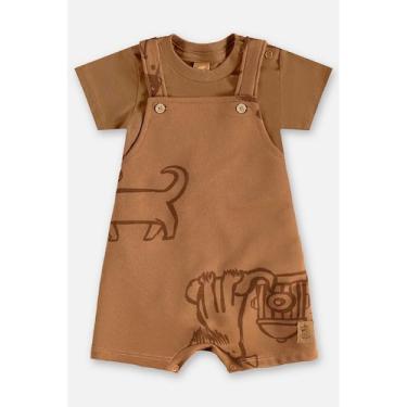 Imagem de Conjunto Jardineira e Body para Bebê Up Baby, Marrom, M