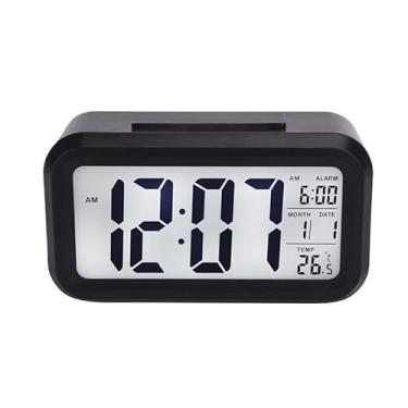 Imagem de Despertador Digital de Mesa Moderno, Relógio com Display Retangular para Escritório e Quarto(PRETO)