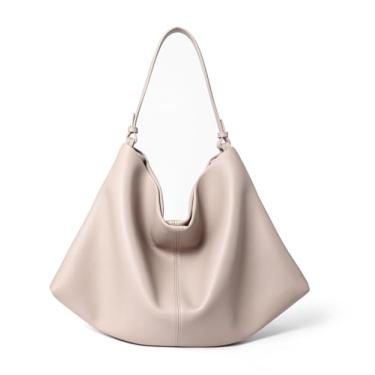 Imagem de Covelin Bolsa de ombro casual minimalista de couro macio Hobo para trabalho diário, Nude.