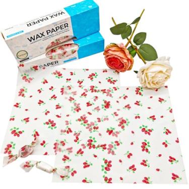 Imagem de Twlead Folhas De Papel Encerado, Doces Coloridos, Embalagens Descartáveis, Forros À Prova Gordura, Lenços Para Cesta Plástico, Padrão Morango (50)