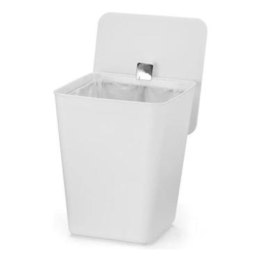 Imagem de 2X Lixeira Quadrada Com Aramado Interno Branco Arthi 7 Litro