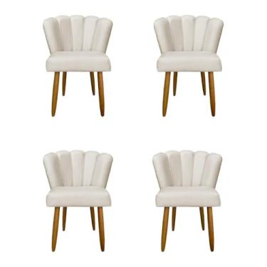 Imagem de Kit 4 Cadeiras Flor para Quarto Penteadeira - Balaqui Decor Cor:bege