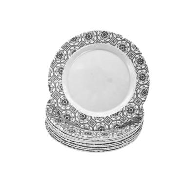 Imagem de Jogo 12 Pratos Refeicao 25cm Melamina Decorado Restaurante