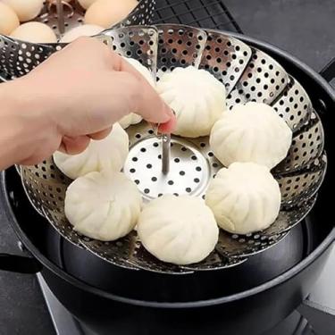 Imagem de Cesta de Cozimento a Vapor Alpha Premium, Aço Inoxidável, 14,5x30cm, Coleção Alpha, 1 Peça