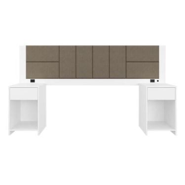 Imagem de Cabeceira Estofada Para Cama Queen Dubai Com Led Bra/cap- M. Arapongas