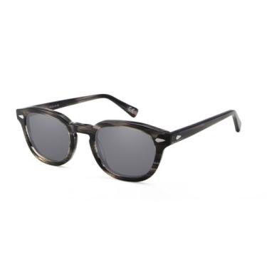 Imagem de HCHES Óculos de sol masculino retrô redondo médio feminino com lentes coloridas UV400 (cinza)