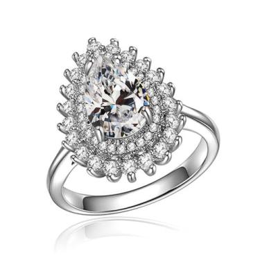 Imagem de Anéis de noivado de zircônia cúbica verde folheados a ouro branco, alianças de compromisso, festas noturnas, presentes de dia dos namorados, alianças de eternidade para mulheres, 7, Cobre, Sem pedra