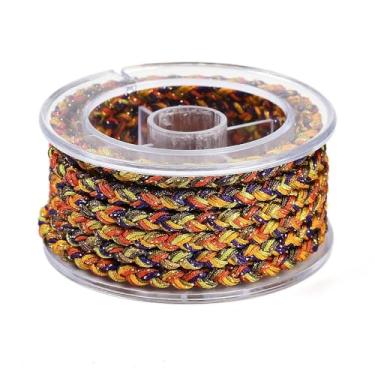 Imagem de 1 rolo de fio de nylon trançado de 12 camadas 5 mm material de fio de nylon redondo colorido cordão trançado para colar faça você mesmo, pulseira, joias, artesanato feito à mão, 2,19 a 3,28 m (2 a 3 m