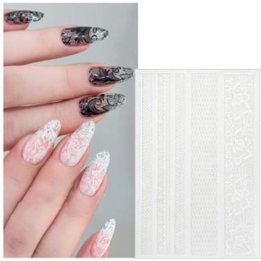 Imagem de 1 peça de adesivos de unhas de gel semi curado para mulheres - fita de renda branca adesivos de unhas de salão de beleza envoltório de gel para acessórios DIY