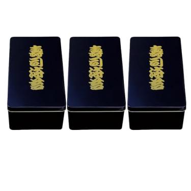 Imagem de ZOTATO (Pacote com 3) Lata de armazenamento de sushi Nori feita no Japão – Caixa de metal preta hermética com Kanji para folha inteira de algas marinhas – Recipiente tradicional para chefs de sushi e