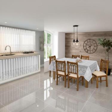 Imagem de Kit Cortinas de Renda Janela Cortina Balcão Pia e Toalha de Mesa 4 ou 