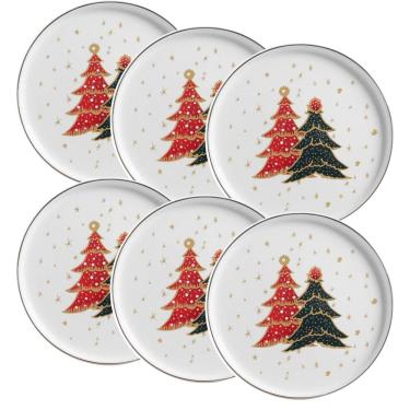 Imagem de Conjunto de 6 Pratos Raso Bosque Encantado de Cerâmica 27cm - Scalla