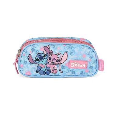Imagem de Estojo Escolar Triplo Luxcel Stitch Angel Abraço Rosa