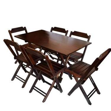 Imagem de Conjunto de Mesa Dobrável 120x70 em Madeira com 6 Cadeiras Dobráveis I