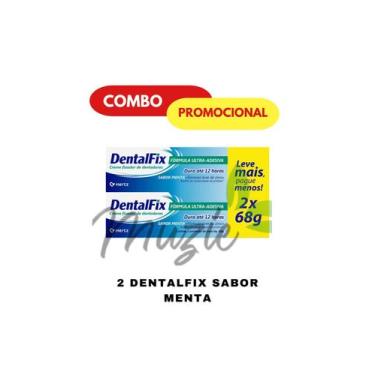 Imagem de Kit com 2 Dentalfix Sabor Menta creme fixador de dentaduras leve 68g p