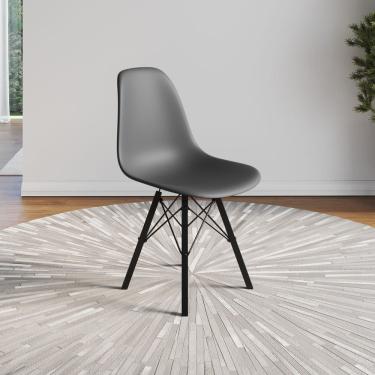 Imagem de Cadeira Eames Estilo Moderno em Ferro Preto com Assento Cinza
