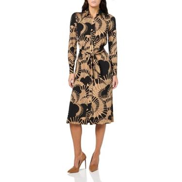 Imagem de Trina Turk Vestido feminino de jérsei estampado, Preto/Camelo, PP