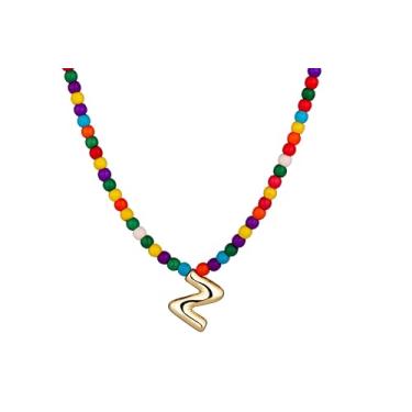 Imagem de WomenGifts Colares com inicial bolha para mulheres modernos, delicados e coloridos feitos à mão, joias para meninas adolescentes, colar com pingente de letra A a Z, presentes de aniversário para ela