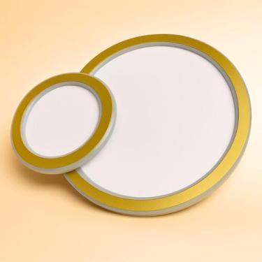 Imagem de Plafon LED Redondo Duplo Dourado Moderno de Teto para Sala e Quarto LU