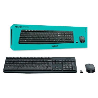 Imagem de Kit Wireless Logitech Mk235 Teclado E Mouse Abnt2 1000 Dpi ? Preto