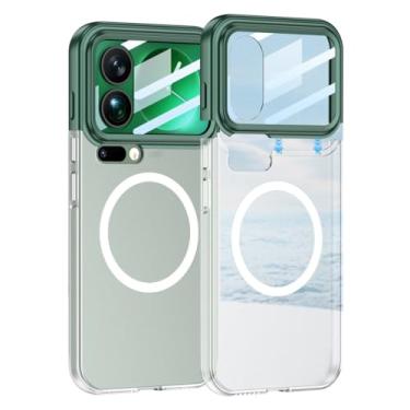 Imagem de LYJSMGZ Capa magnética para Xiaomi 17 Pro Max/17 Pro/17, emenda com bloqueio de cores, translúcida, à prova de choque, suporta carregamento sem fio, verde, 17 Pro Max