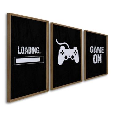 Imagem de Quadro Decorativo Game On 3 Telas 60x90cm para Sala Quarto Escritório