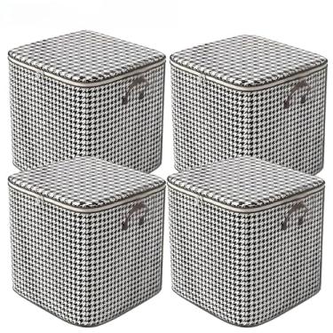 Imagem de 4 Caixa Saco Organizador Edredom Cobertor Guarda Roupa Armário Anti-Poeira Umidade Insetos Multiuso(Marrom 4 G)