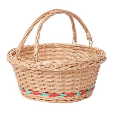 Imagem de Cesta de piquenique de vime com tampa e alças. Resistente e durável, perfeita para Páscoa, Dia das Mães, acampamento e outras ocasiões ao ar livre. (Tamanho grande)
