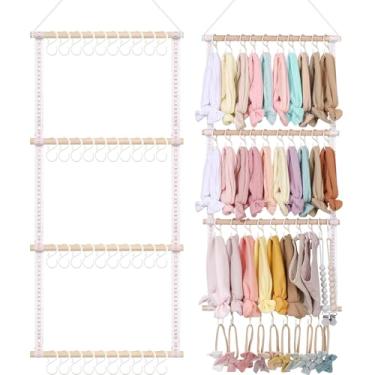 Imagem de POVETIRE Suporte de faixa de cabeça para meninas, organizador de cabelo, acessórios de cabelo, organizador de parede, decoração para quarto de bebê