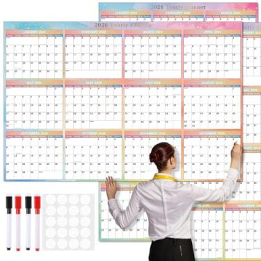 Imagem de Humyoun Calendário de parede 2026 81,3 cm x 122 cm apagável a seco Jumbo GG Wet Dry Agenda grande laminado horizontal de 12 meses de janeiro a dezembro para planejamento (aquarela)