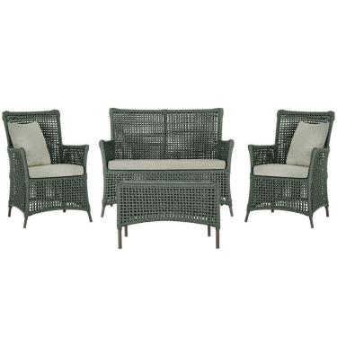 Imagem de Jogo Sofá 2 Poltronas E Mesa Igapó Marrom E3 Trama Original Verde